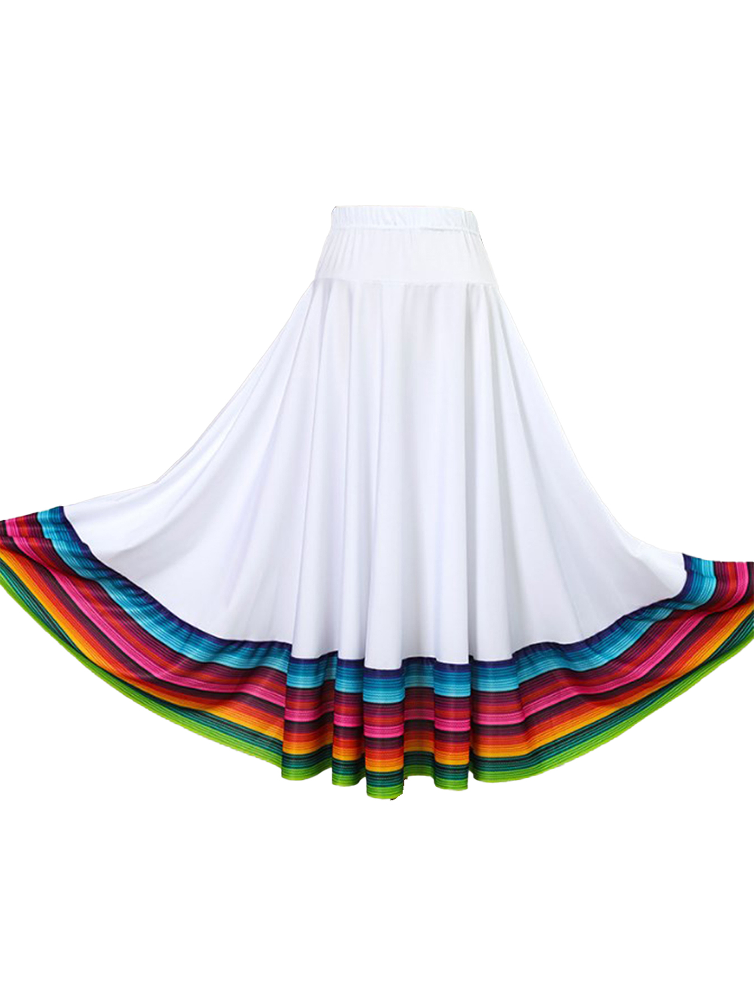 Womens Folklorico Dance Skirt Spanish Flamenco Colorful Big Swing Long Skirts Folkloric Mexican Folk Dance Performance Costume