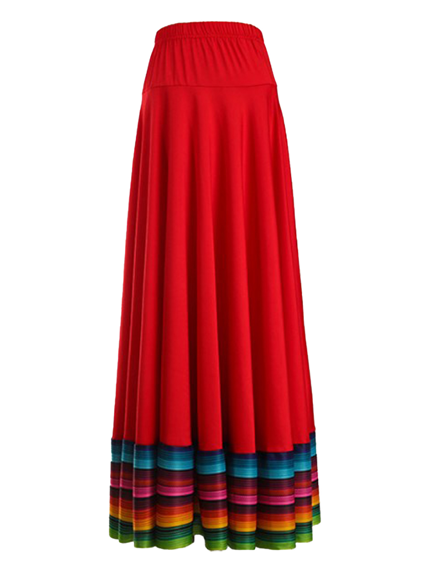 Womens Folklorico Dance Skirt Spanish Flamenco Colorful Big Swing Long Skirts Folkloric Mexican Folk Dance Performance Costume
