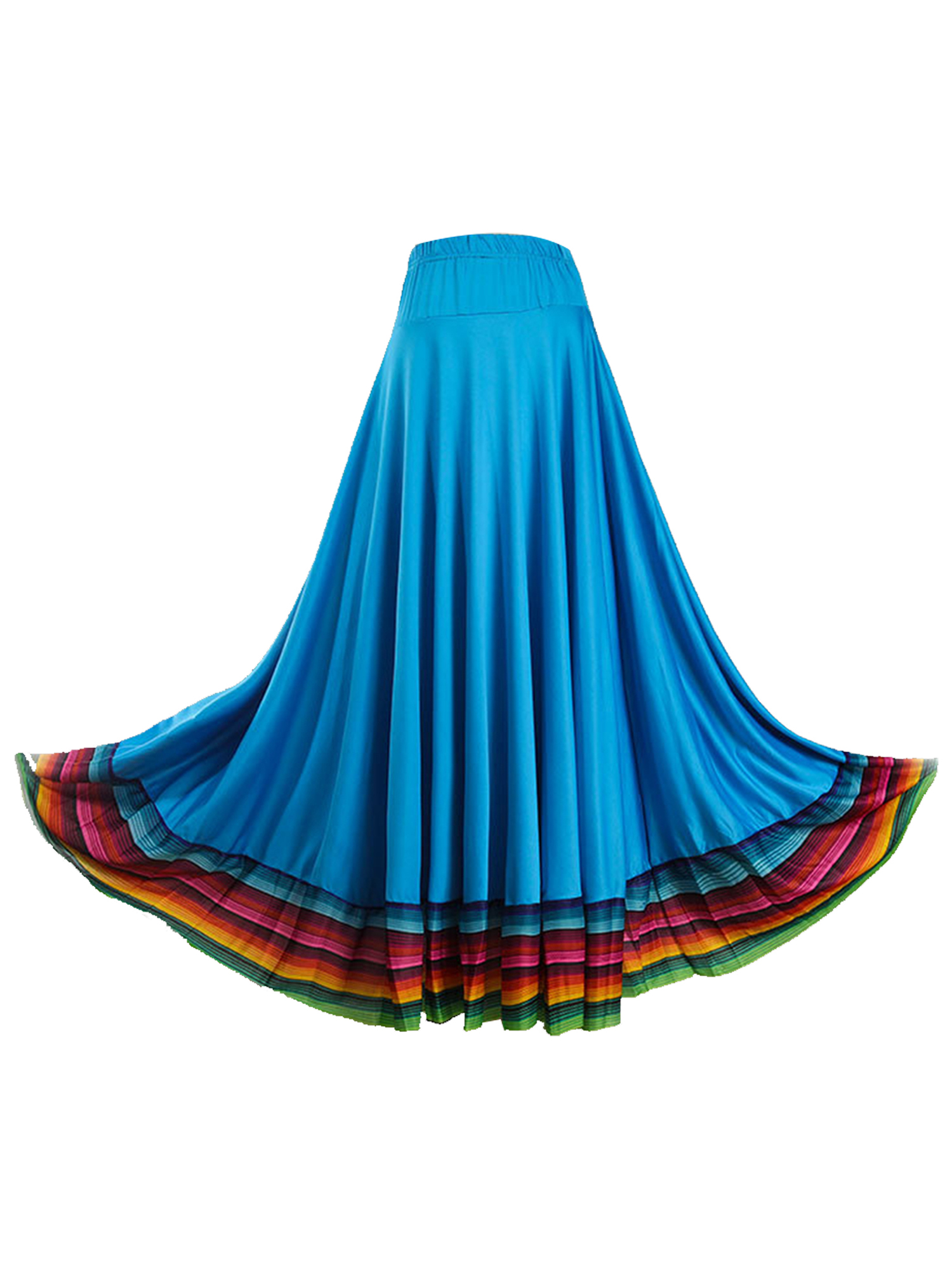 Womens Folklorico Dance Skirt Spanish Flamenco Colorful Big Swing Long Skirts Folkloric Mexican Folk Dance Performance Costume