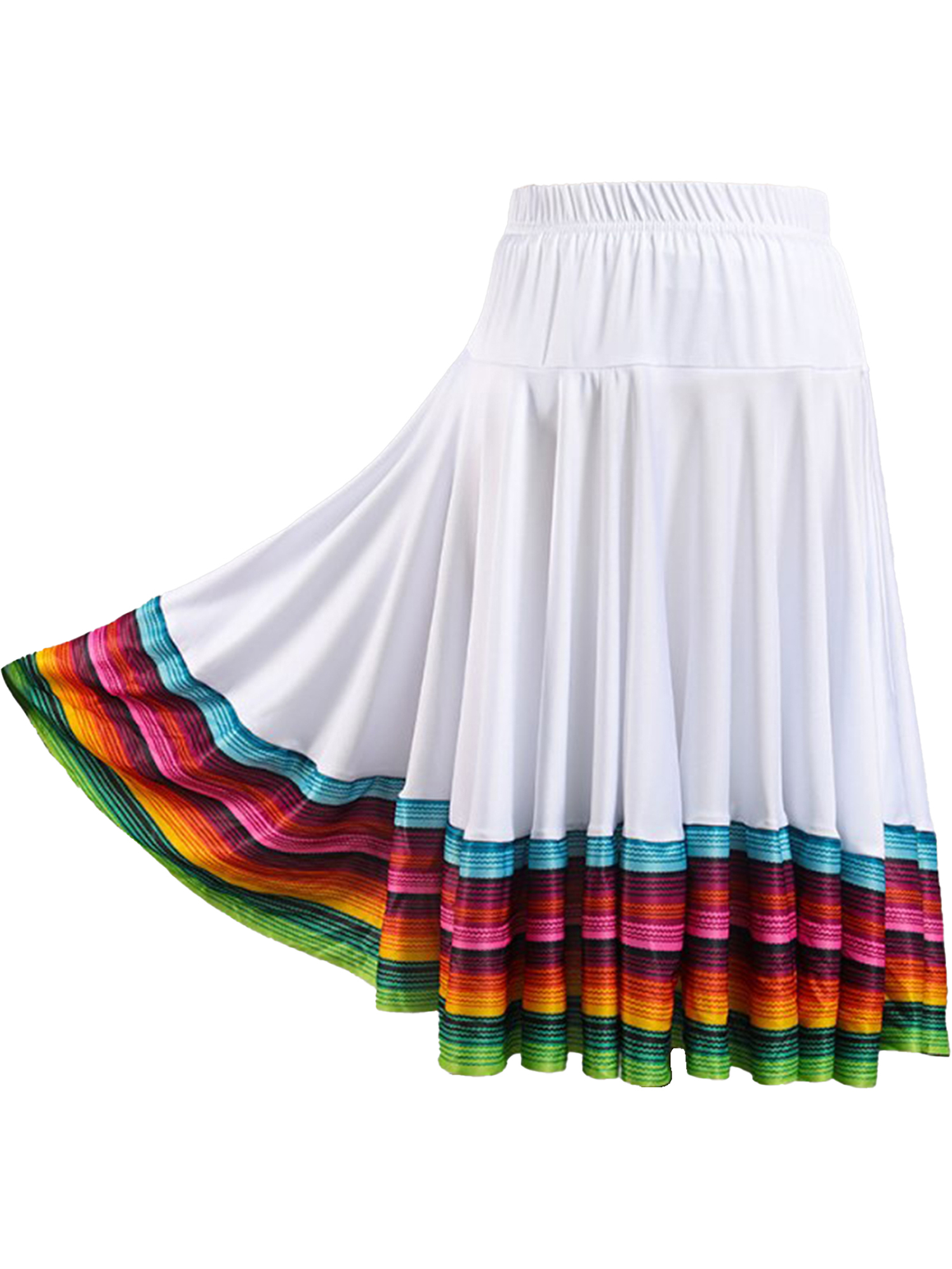 Womens Folklorico Dance Skirt Spanish Flamenco Colorful Big Swing Long Skirts Folkloric Mexican Folk Dance Performance Costume