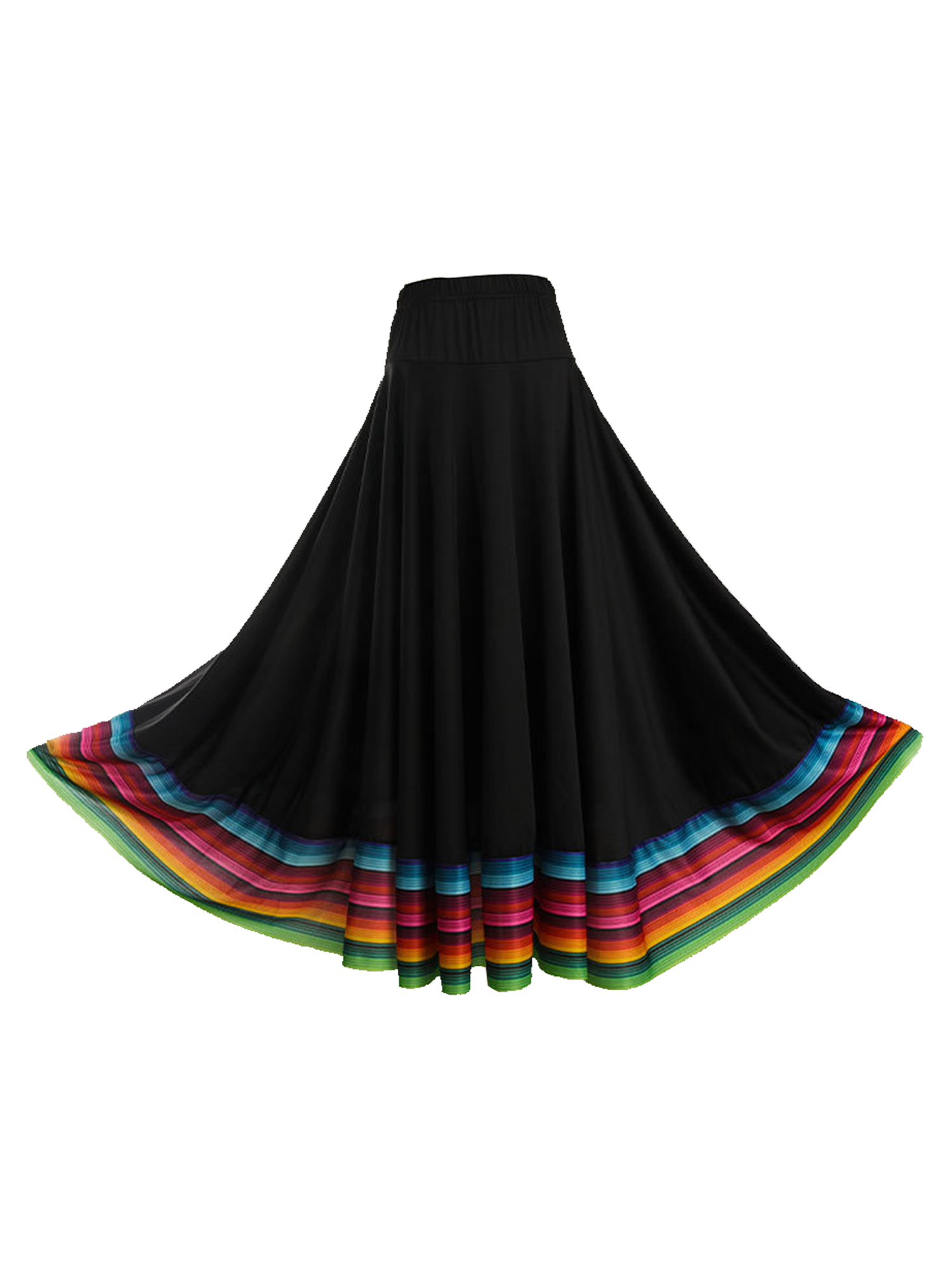 Womens Folklorico Dance Skirt Spanish Flamenco Colorful Big Swing Long Skirts Folkloric Mexican Folk Dance Performance Costume