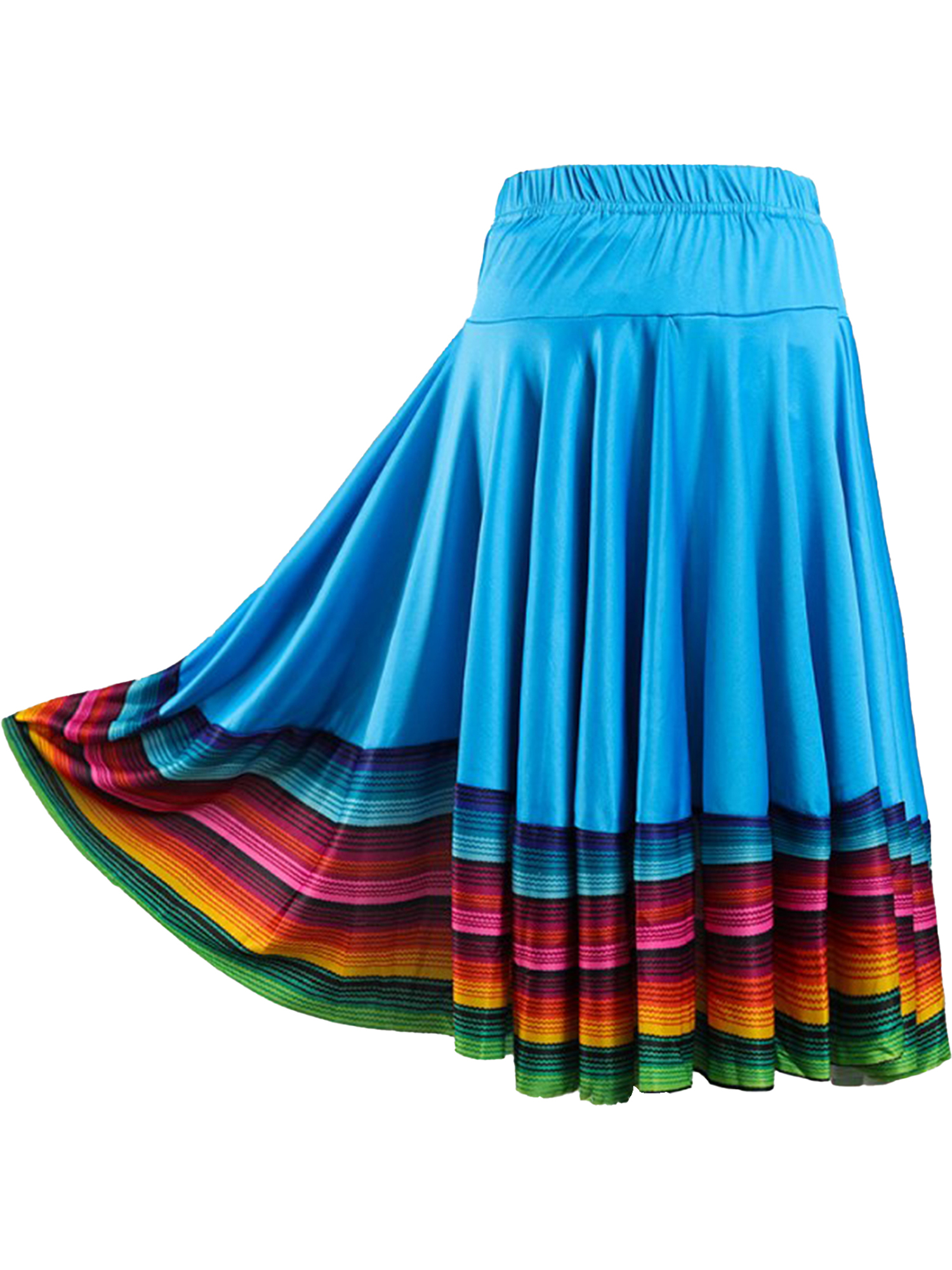 Womens Folklorico Dance Skirt Spanish Flamenco Colorful Big Swing Long Skirts Folkloric Mexican Folk Dance Performance Costume