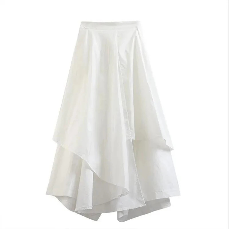 Gothic Irregular Skirts Women Y2K High Waist Cargo Midi Skirt Harajuku Vintage Punk Japanese Black Pleated Casual A Line Skirt
