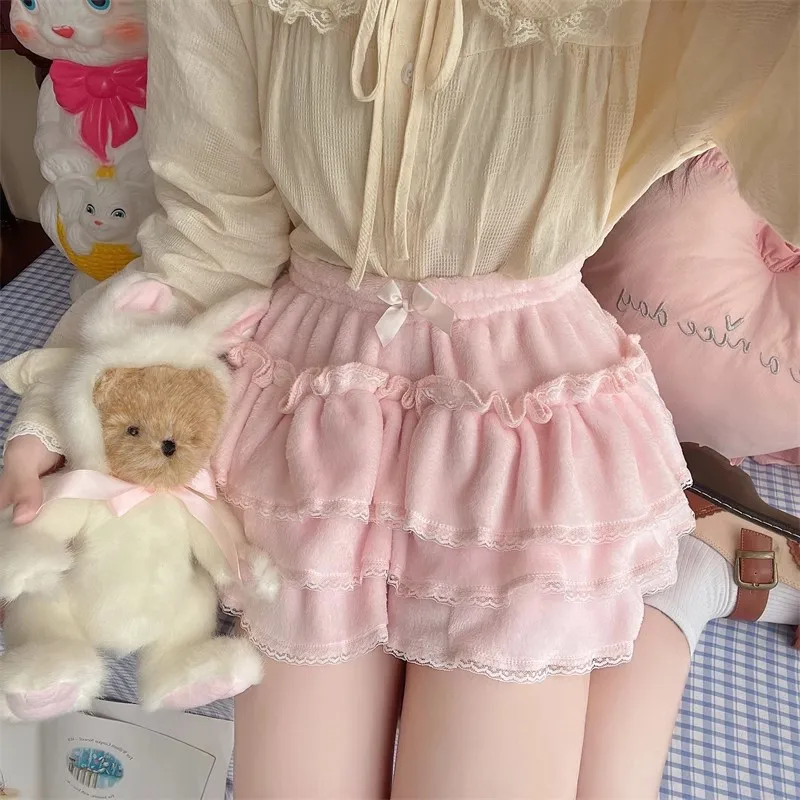 Japanese Lolita Kawaii Short Skirt Women Bow Pleated Sweet Shorts Female Korean New Fashion Elegant Casual Y2k Cute Skirt