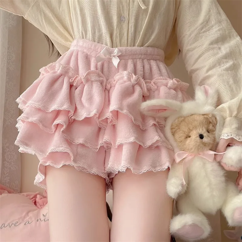 Japanese Lolita Kawaii Short Skirt Women Bow Pleated Sweet Shorts Female Korean New Fashion Elegant Casual Y2k Cute Skirt