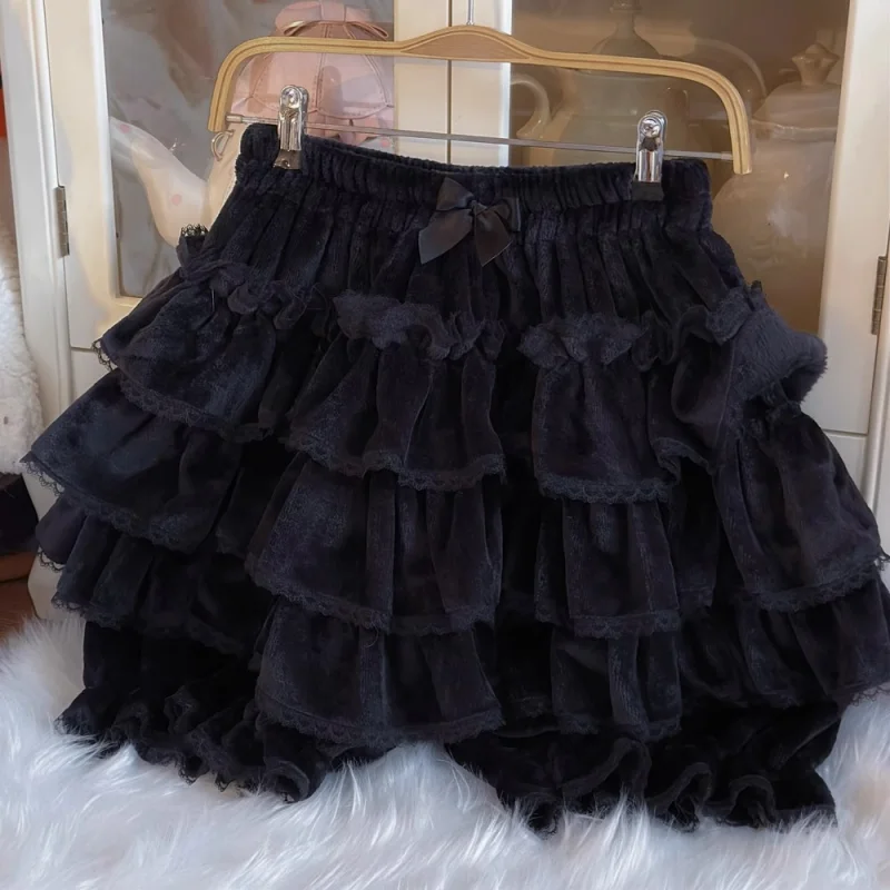 Japanese Lolita Kawaii Short Skirt Women Bow Pleated Sweet Shorts Female Korean New Fashion Elegant Casual Y2k Cute Skirt