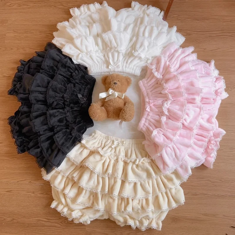Japanese Lolita Kawaii Short Skirt Women Bow Pleated Sweet Shorts Female Korean New Fashion Elegant Casual Y2k Cute Skirt