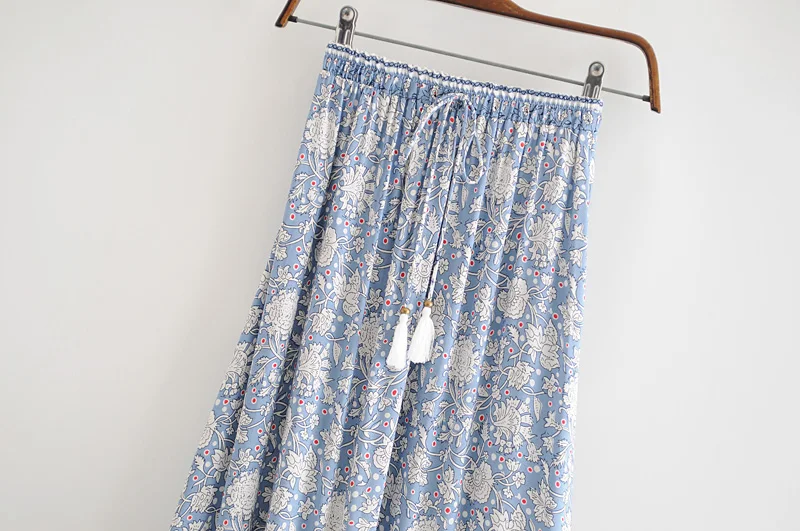 Boho Queens Fashion Women Hippie Beach Bohemian Floral Print Skirts High Waist Maxi A-Line Skirt Femme