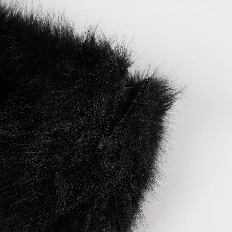 2025 Fall Winter Women Fashion Faux Fur Bodycon Mini Skirts All Matching Basic Casual Streetwear Bottoms Furry Skirt Clubwear