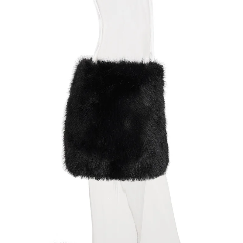 2025 Fall Winter Women Fashion Faux Fur Bodycon Mini Skirts All Matching Basic Casual Streetwear Bottoms Furry Skirt Clubwear