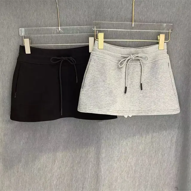 MEXZT Streetwear Mini Skirt Women Korean Fashion Black Drawstring Skirts Summer Preppy High Waist Basic Casual A Line Faldas New