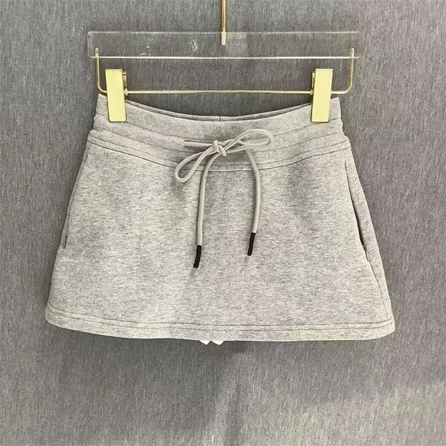 MEXZT Streetwear Mini Skirt Women Korean Fashion Black Drawstring Skirts Summer Preppy High Waist Basic Casual A Line Faldas New