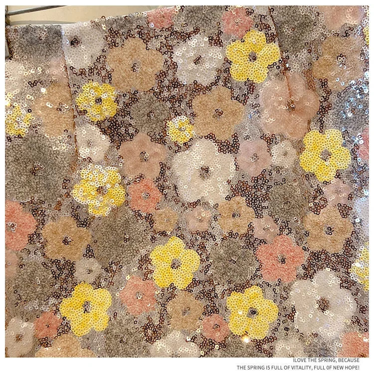 New Summer Fashion Skirt Women Colorful Sequins Floral Embroidered High Waist Slim A-line Elegant Party Skirts Clothing