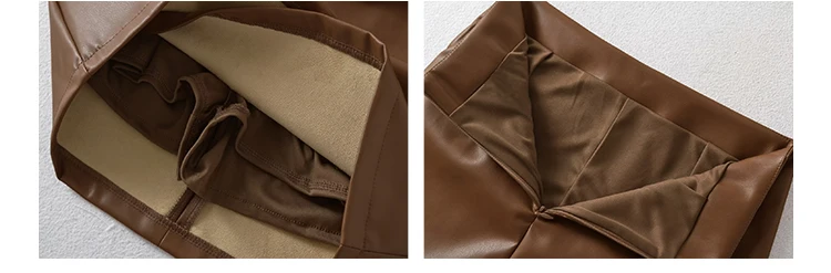 WOMENGAGA Spicy Girl Sexy High Waist Slim A-LINE Wrinkle Wrapped Hip PU Leather Skirt Short Skirt Sweet Korean Women 8EGA