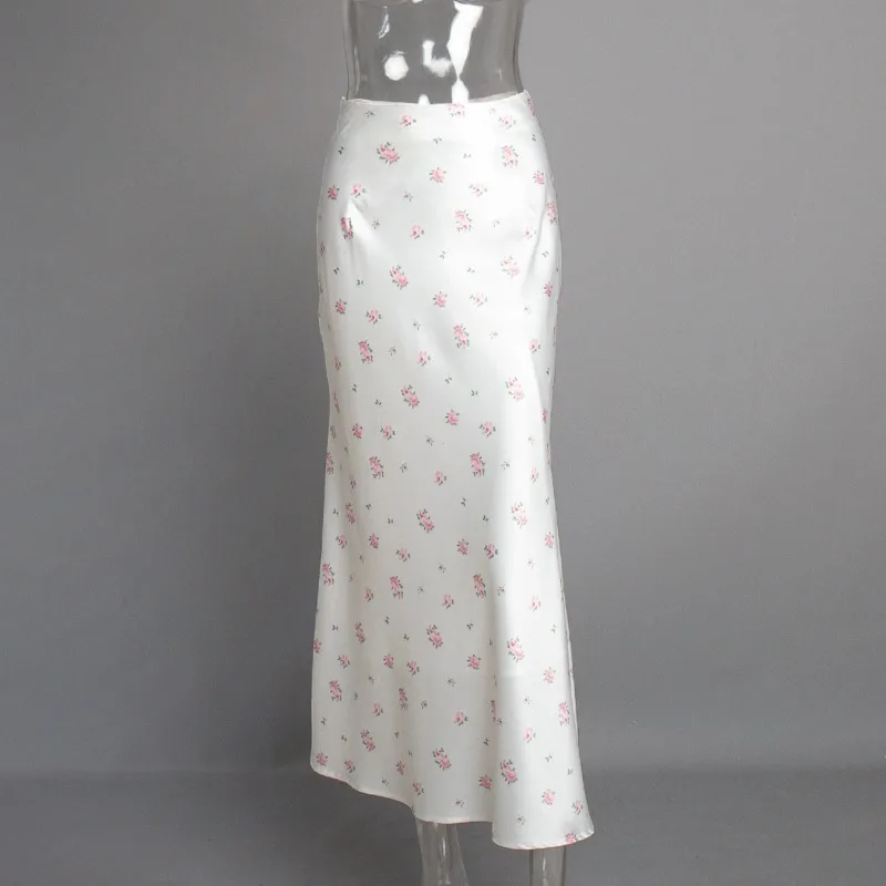 Summer Printed Fashion Long Skirt for Women High Waist Contrast Patchwork Slim Elegant Party Looks Ladies Y2k Maxi Skirt