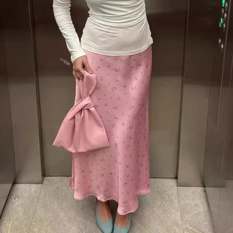 Summer Printed Fashion Long Skirt for Women High Waist Contrast Patchwork Slim Elegant Party Looks Ladies Y2k Maxi Skirt