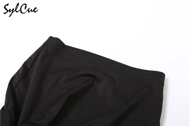 Nibber All-match Commuter Casual Young Girl Summer New Black Cross Simple Sexy Cool Breathable Soft Women's Knit Split Skirt