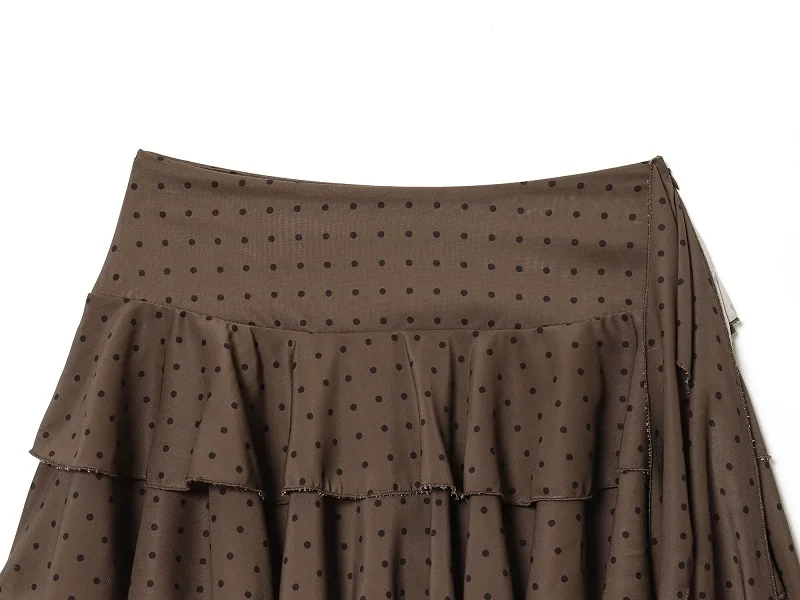 MUJER Pleated Mini Skirt Women Polka Dot Skorts for Women's Skirts Ruffle Mid Waist Skirt Women Layered Short Skirts for Woman