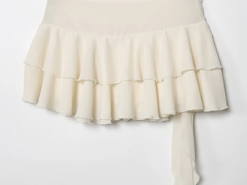 MUJER Pleated Mini Skirt Women Polka Dot Skorts for Women's Skirts Ruffle Mid Waist Skirt Women Layered Short Skirts for Woman