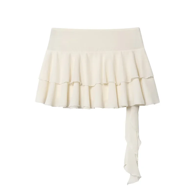 MUJER Pleated Mini Skirt Women Polka Dot Skorts for Women's Skirts Ruffle Mid Waist Skirt Women Layered Short Skirts for Woman
