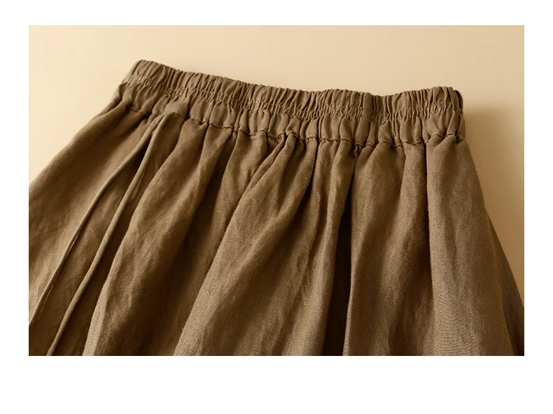 Women Casual Long Skirt New Arrival 2024 Spring Vintage Style Solid Color Elastic Waist Loose Female Cotton A-line Skirts B3671