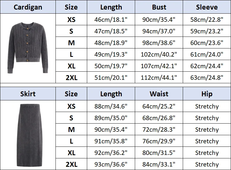 AP AW26 Women Washed Cable Cardigan and Knitting Skirt