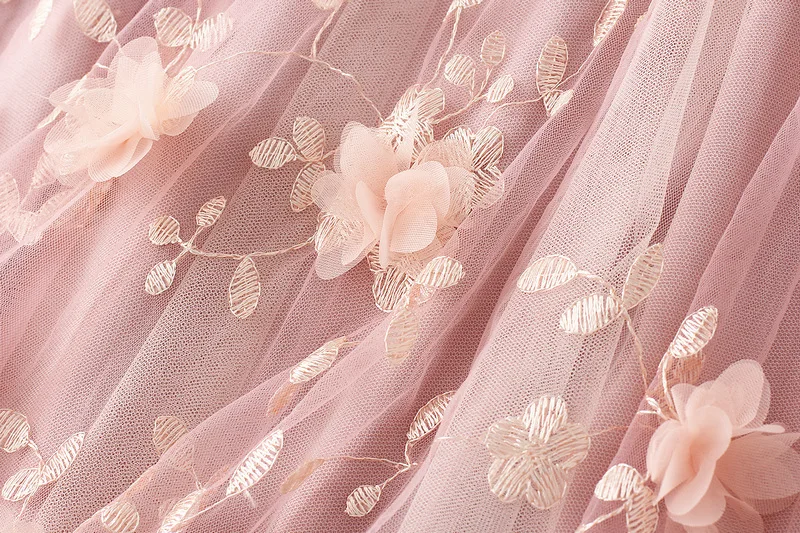 New In 2025 Women's Spring Summer Floral Embroidery Mesh Elegant Midi Long Skirt Female High Waist Sweet A-line Tulle Faldas