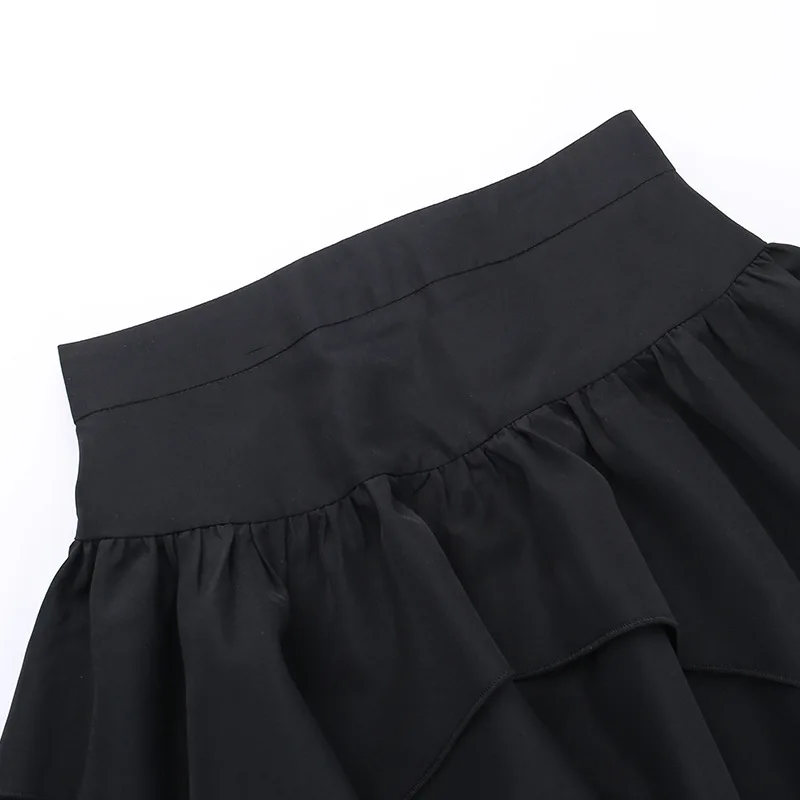 Summer Fashion Short Skirts New Sexy Women Gothic Punk Irregular Skirts Solid Color Drawstring Tie-Up Ruched Ruffles Mini Skirt