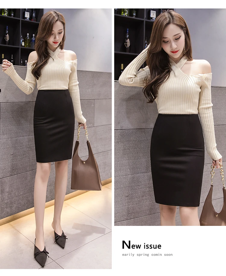 Oversized Women Office Pencil Skirts 2026 Elegant Fashion Autumn High Wiast Black Skirt Korean Style Winter Skinny Corset Skirt