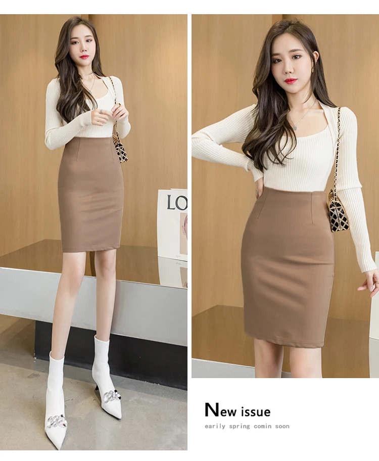 Oversized Women Office Pencil Skirts 2026 Elegant Fashion Autumn High Wiast Black Skirt Korean Style Winter Skinny Corset Skirt