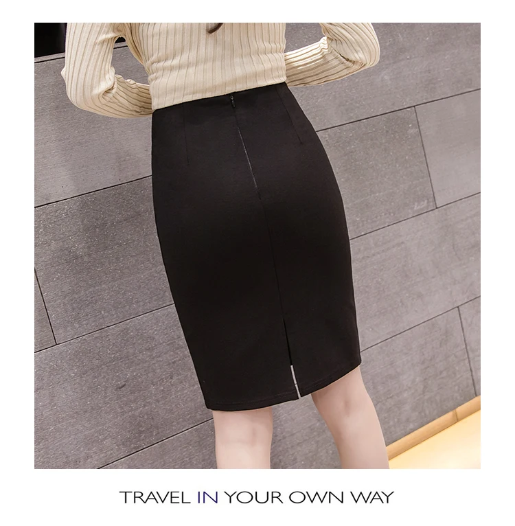 Oversized Women Office Pencil Skirts 2026 Elegant Fashion Autumn High Wiast Black Skirt Korean Style Winter Skinny Corset Skirt