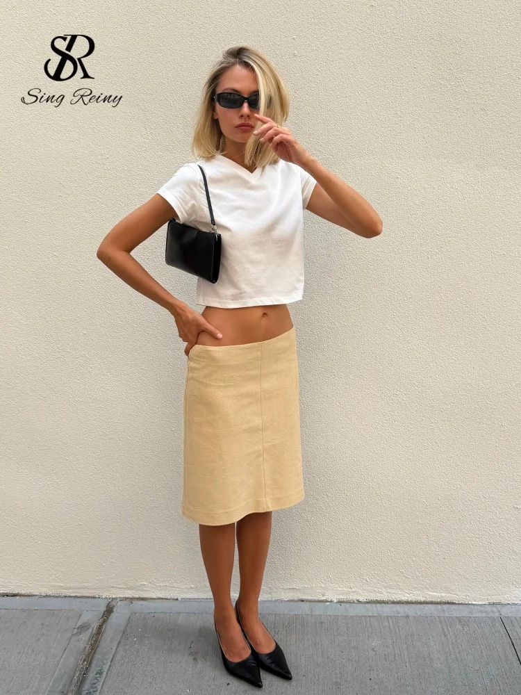 SINGREINY Fashion Autumn Suede Midi Skirts Women Trendy Street Aesthetic Hot Girl Straight Bodycon Vintage Long Skirts