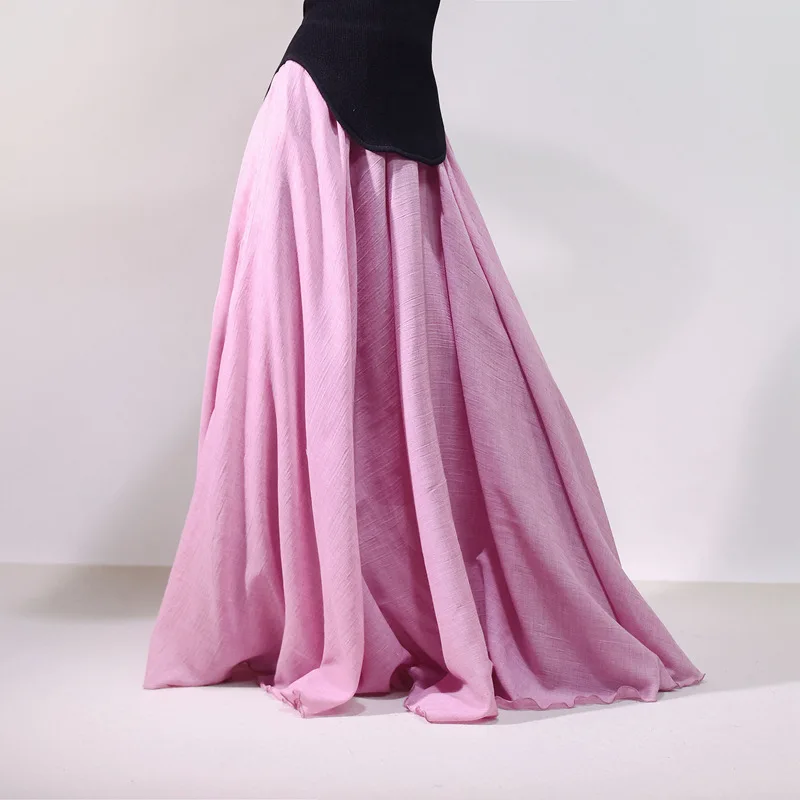 Sherhure 2026 Women Cotton And Linen Long Skirts Elastic Waist Pleated Maxi Skirts Beach Boho Vintage Summer Skirts Faldas Saia