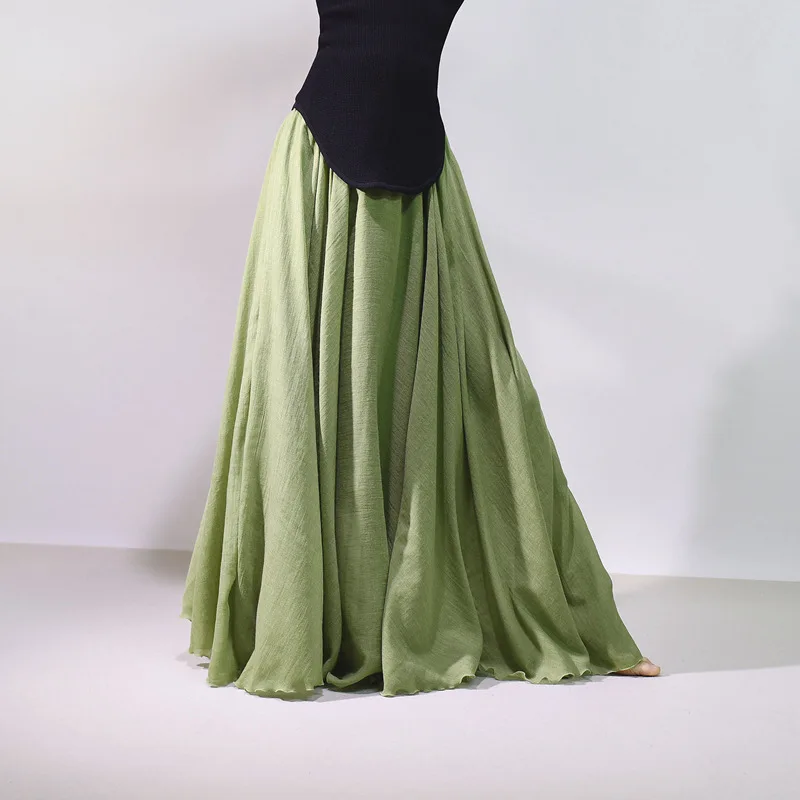 Sherhure 2026 Women Cotton And Linen Long Skirts Elastic Waist Pleated Maxi Skirts Beach Boho Vintage Summer Skirts Faldas Saia