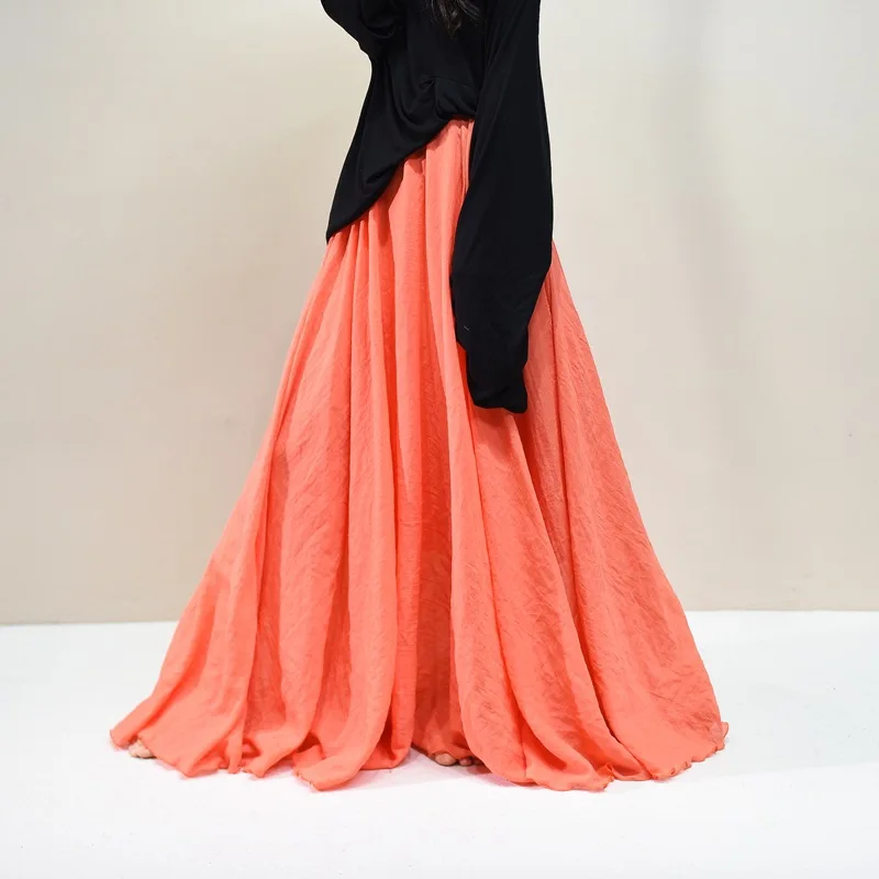 Sherhure 2026 Women Cotton And Linen Long Skirts Elastic Waist Pleated Maxi Skirts Beach Boho Vintage Summer Skirts Faldas Saia