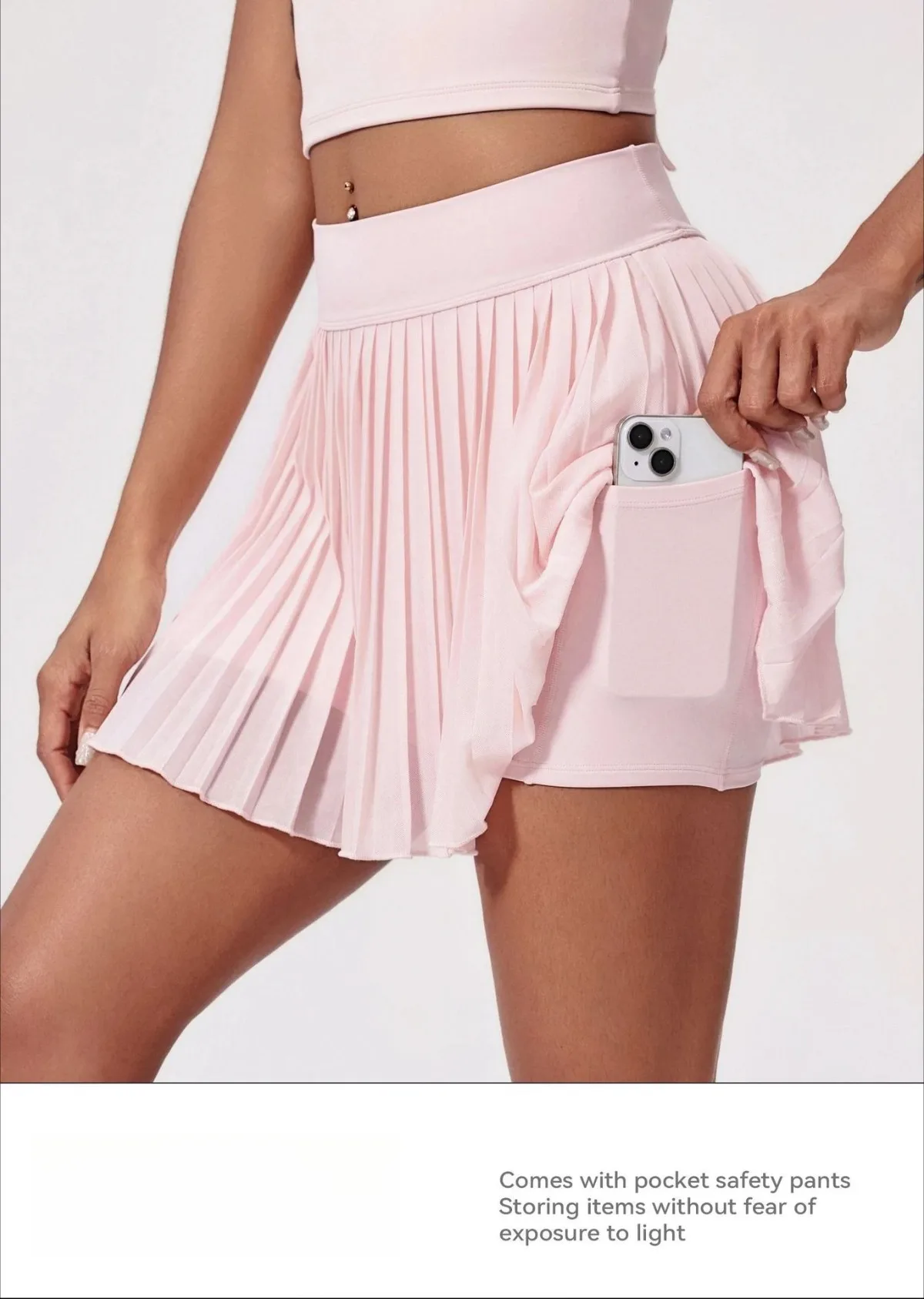 Casual Sport Skirt Shorts with Pocket Women Summer Sexy Mini Pleated Skirts Korea Gym Fitness Skirt High Waist Tennis Skirt Pink