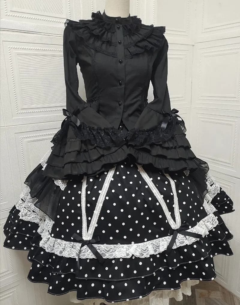 Vintage Original Japanese Lolita Cute Sweet Girl Cake Skirt Polka Dot Lace Bow Ballet Style Doll Princess Tutu