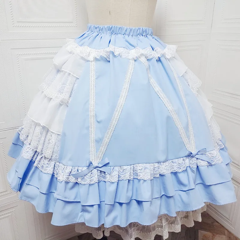 Vintage Original Japanese Lolita Cute Sweet Girl Cake Skirt Polka Dot Lace Bow Ballet Style Doll Princess Tutu
