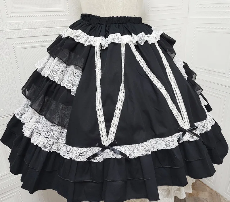Vintage Original Japanese Lolita Cute Sweet Girl Cake Skirt Polka Dot Lace Bow Ballet Style Doll Princess Tutu