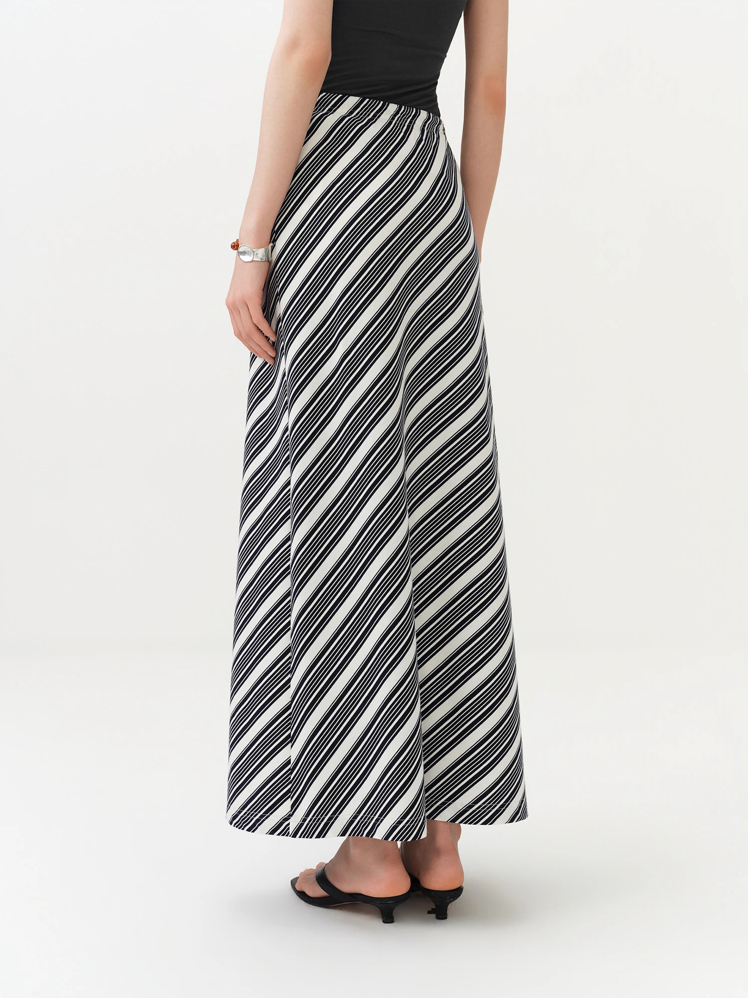 FSLE Vintage Striped Maxi Skirt For Women 2026 Summer New H - Line Straight Resort Style Casual Loose Long Skirt for Vacation