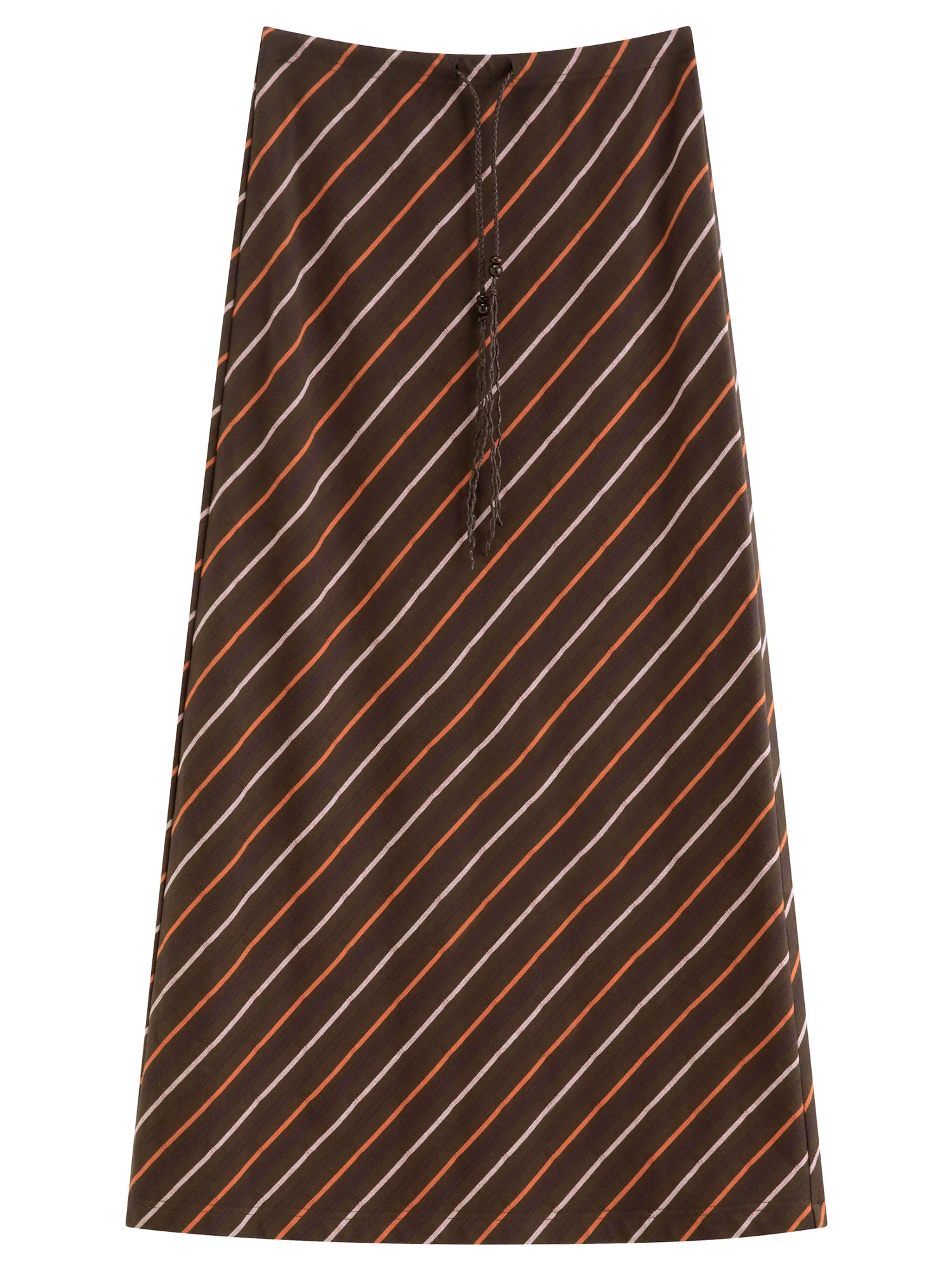 FSLE Vintage Striped Maxi Skirt For Women 2026 Summer New H - Line Straight Resort Style Casual Loose Long Skirt for Vacation