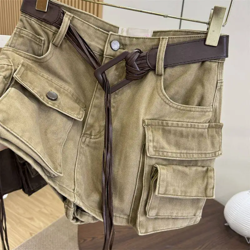 Women Brown Cargo Skirt 2000s Vintage Harajuku Gyaru High Waist Oversize Skirt Korean Style Y2k A-line Shorts Skirts Summe 2026