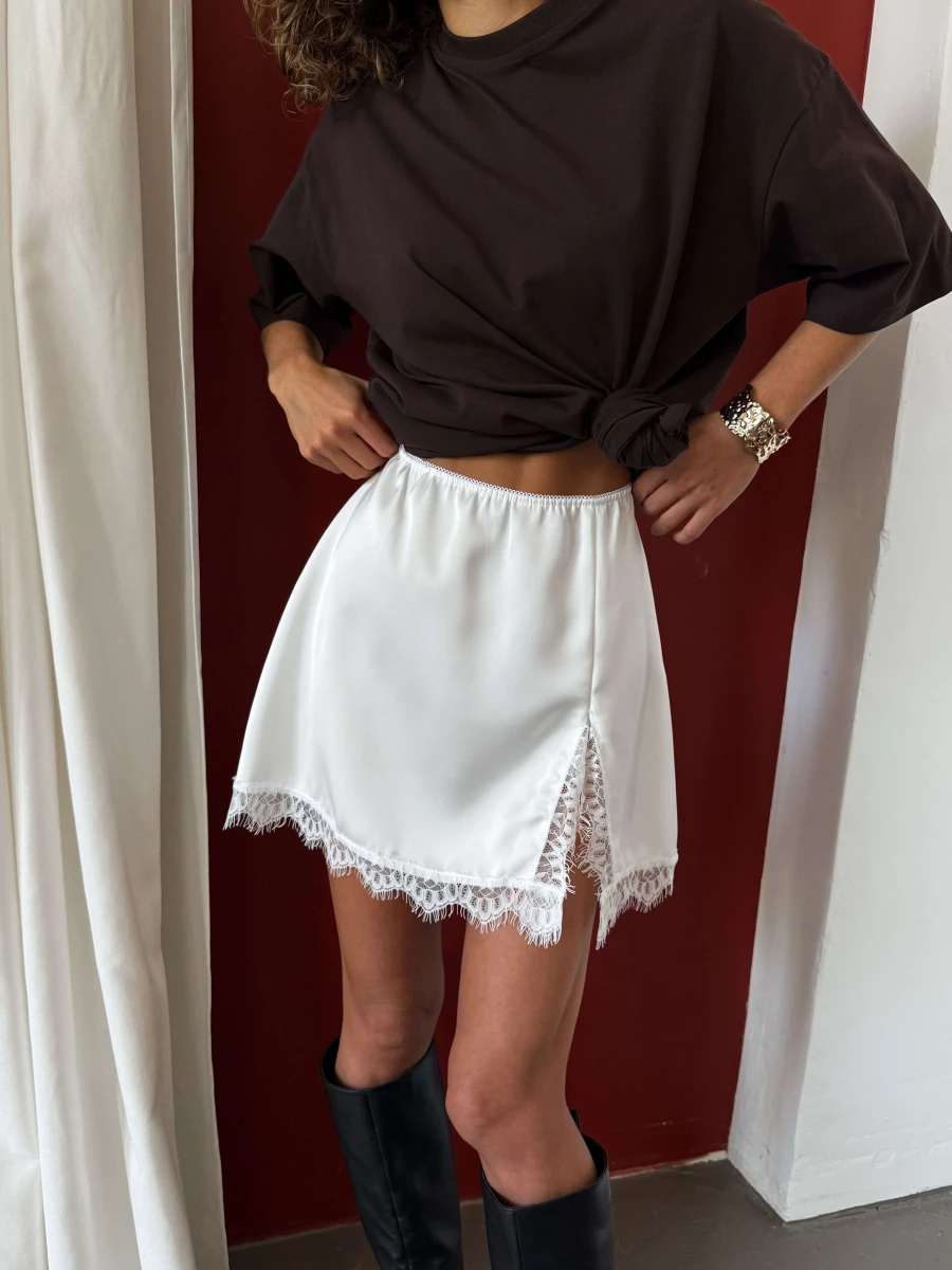 Hirisionsan A-line Spring Summer Satin Skirt Women Lace Female Clothes 2026 New Casual High Waist Elegant Basic Mini Skirts Y2k