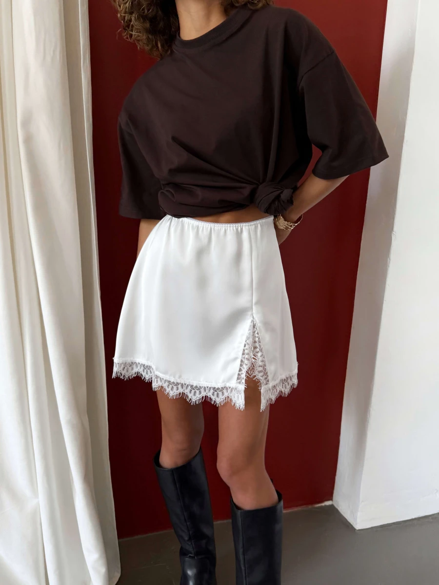 Hirisionsan A-line Spring Summer Satin Skirt Women Lace Female Clothes 2026 New Casual High Waist Elegant Basic Mini Skirts Y2k