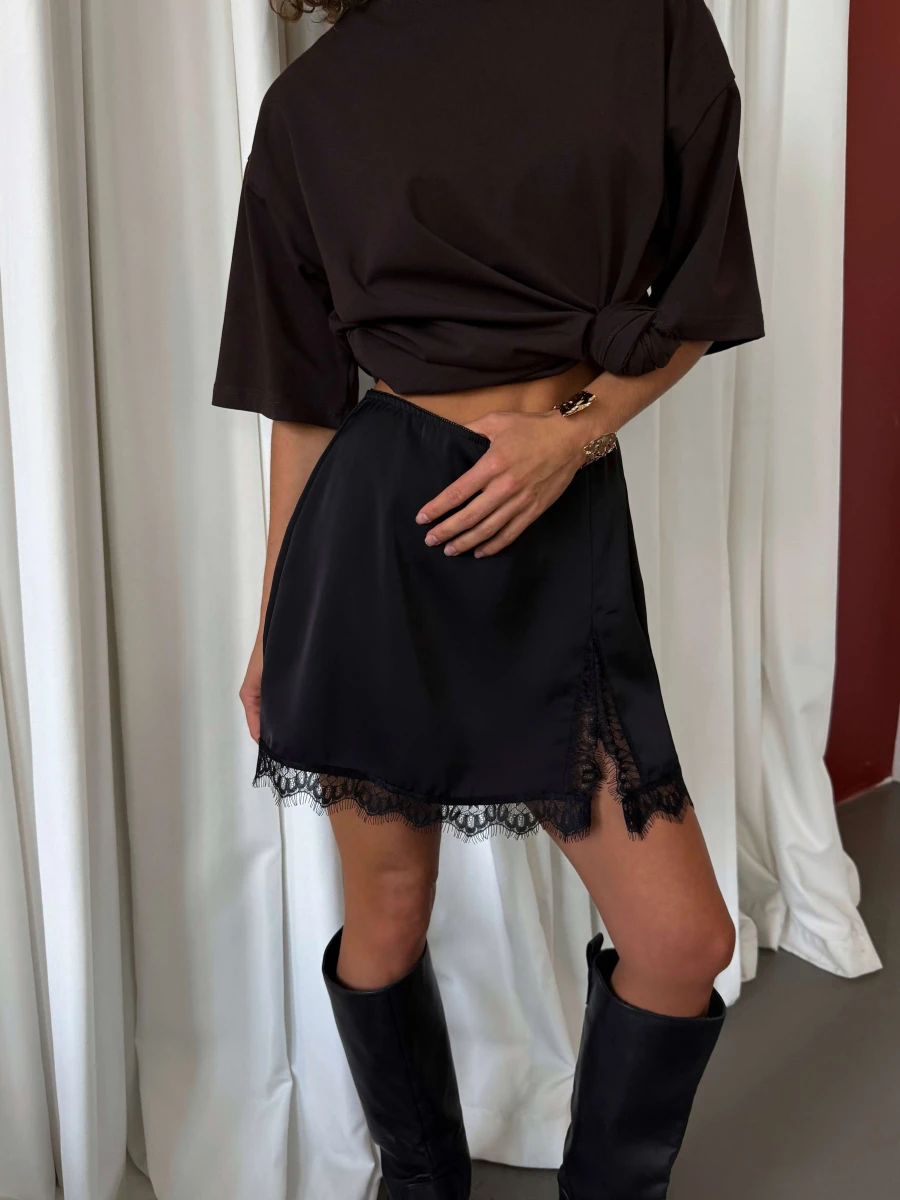 Hirisionsan A-line Spring Summer Satin Skirt Women Lace Female Clothes 2026 New Casual High Waist Elegant Basic Mini Skirts Y2k