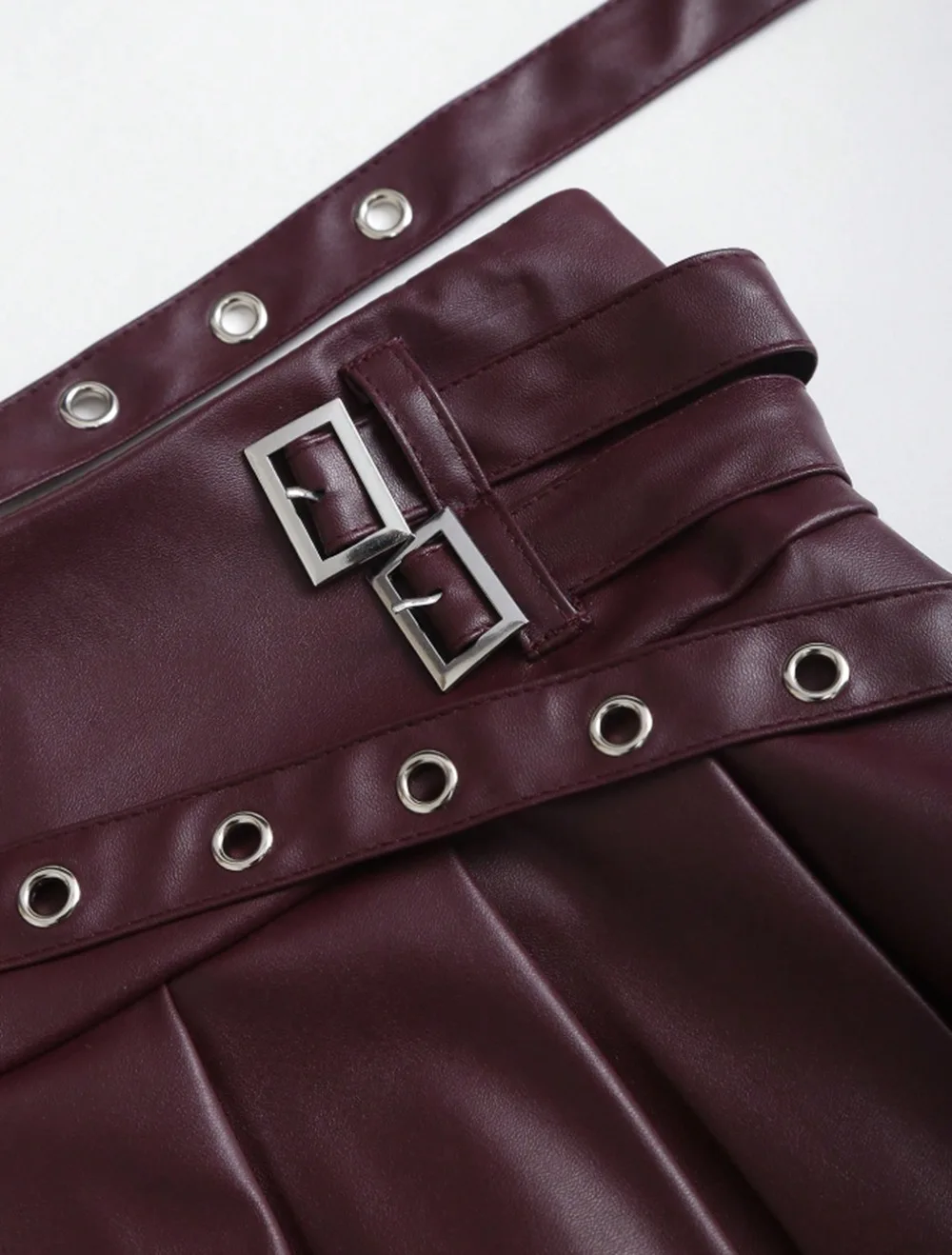 2026 New Women's Black Pu Leather Skirt High-waisted A-shaped Pleated Skirt