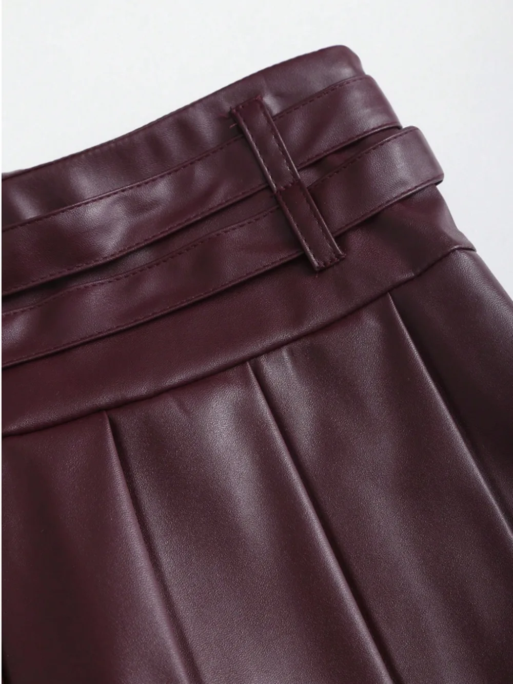2026 New Women's Black Pu Leather Skirt High-waisted A-shaped Pleated Skirt