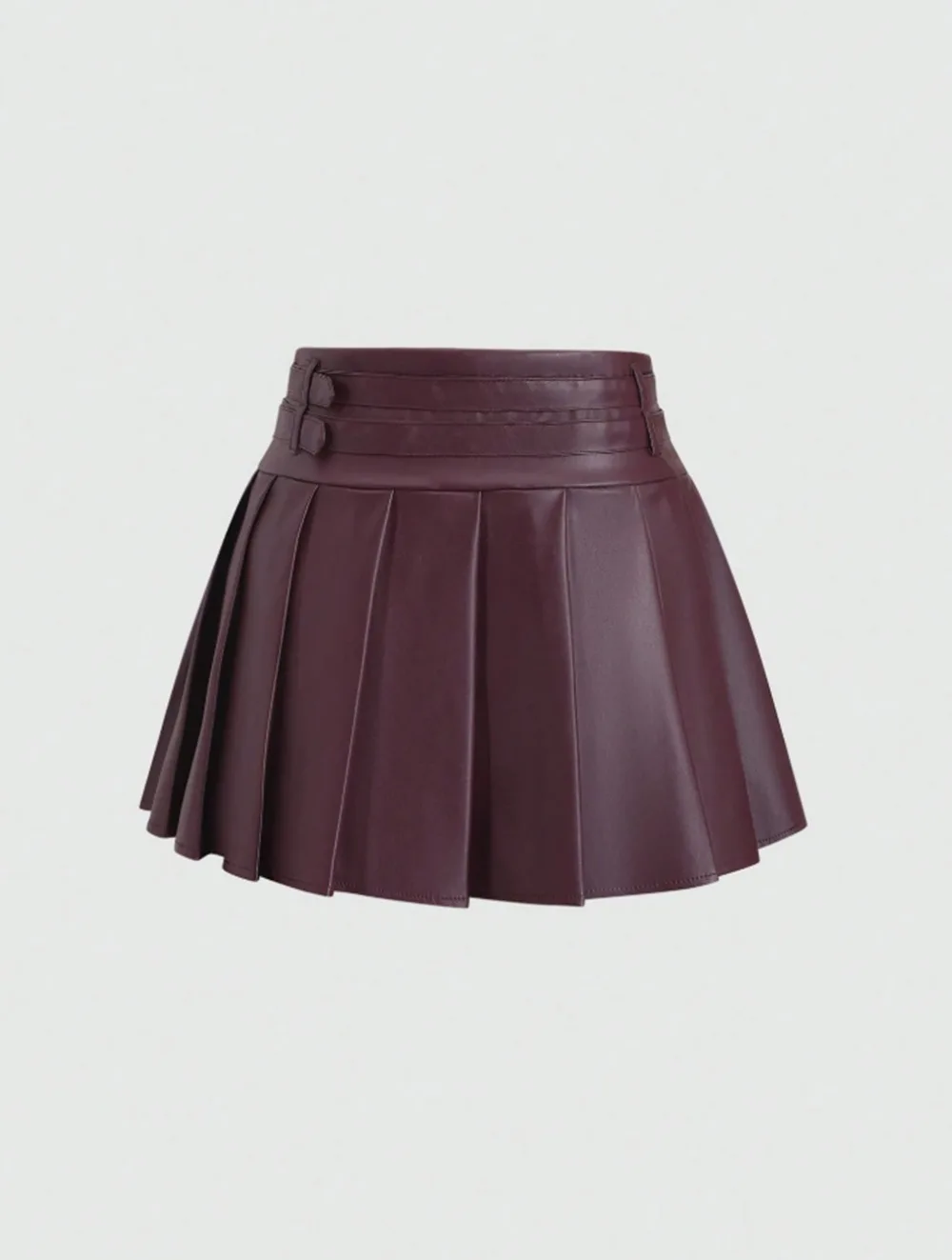 2026 New Women's Black Pu Leather Skirt High-waisted A-shaped Pleated Skirt