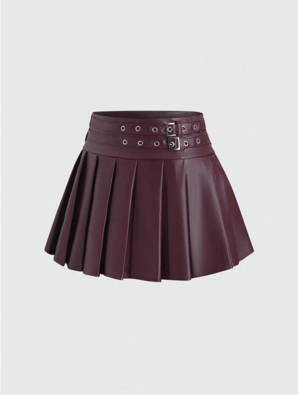 2026 New Women's Black Pu Leather Skirt High-waisted A-shaped Pleated Skirt