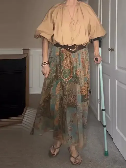 Women Vintage Paisley Print High Waist Maxi Skirt Elastic Waist Boho Retro Style Casual Streetwear Fashion Trendy New Arrival